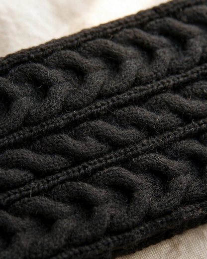 Merino Wool Wide Braided Headband — close-up detail of material and stitching