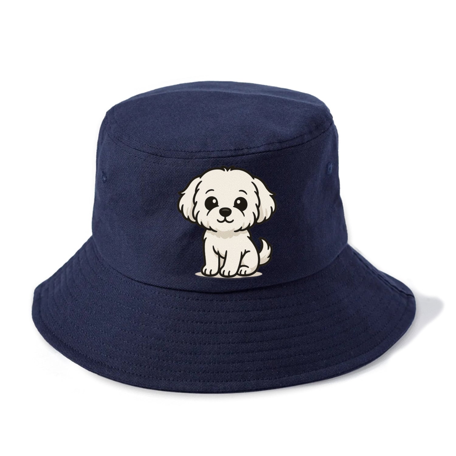 maltese pure white fluffy sitting pose portrait design Hat