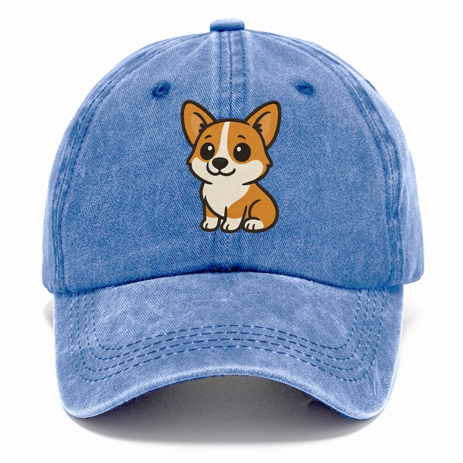 corgi orange and white sitting pose with short legs portrait design Hat