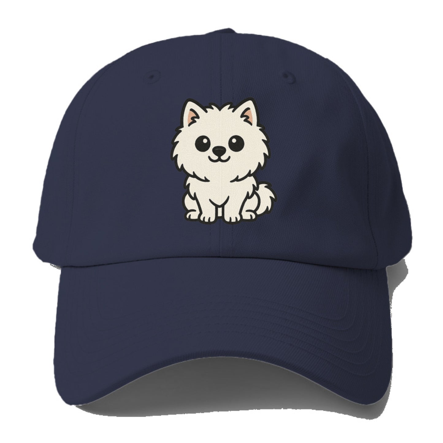 pomeranian white fluffy sitting pose portrait design Hat