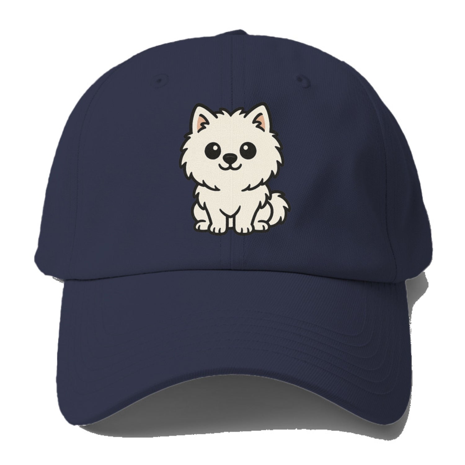 pomeranian white fluffy sitting pose portrait design Hat