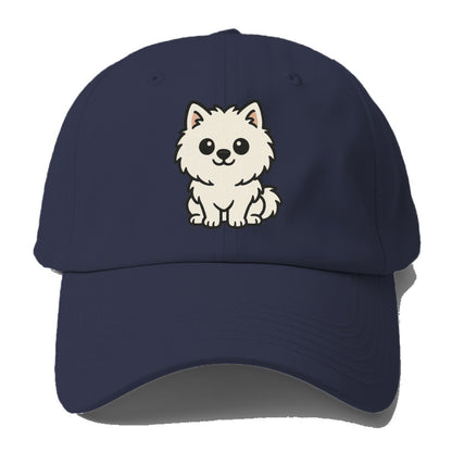 pomeranian white fluffy sitting pose portrait design Hat