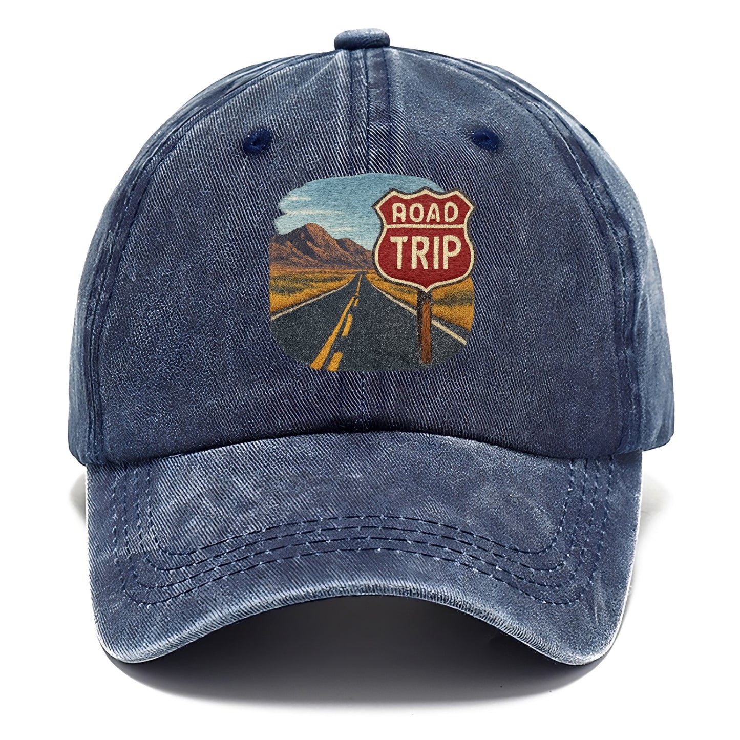 american road trip scenic embroidery Hat