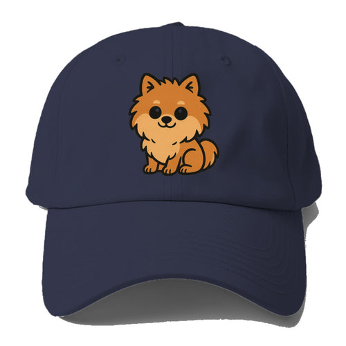 Pomeranian Orange Fluffy Sitting Pose Portrait Design Baseball Cap