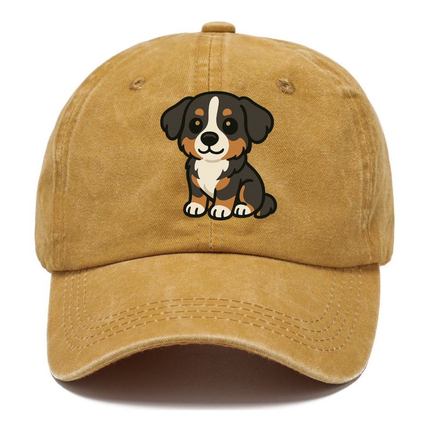 bernese mountain dog tricolor sitting pose portrait design Hat