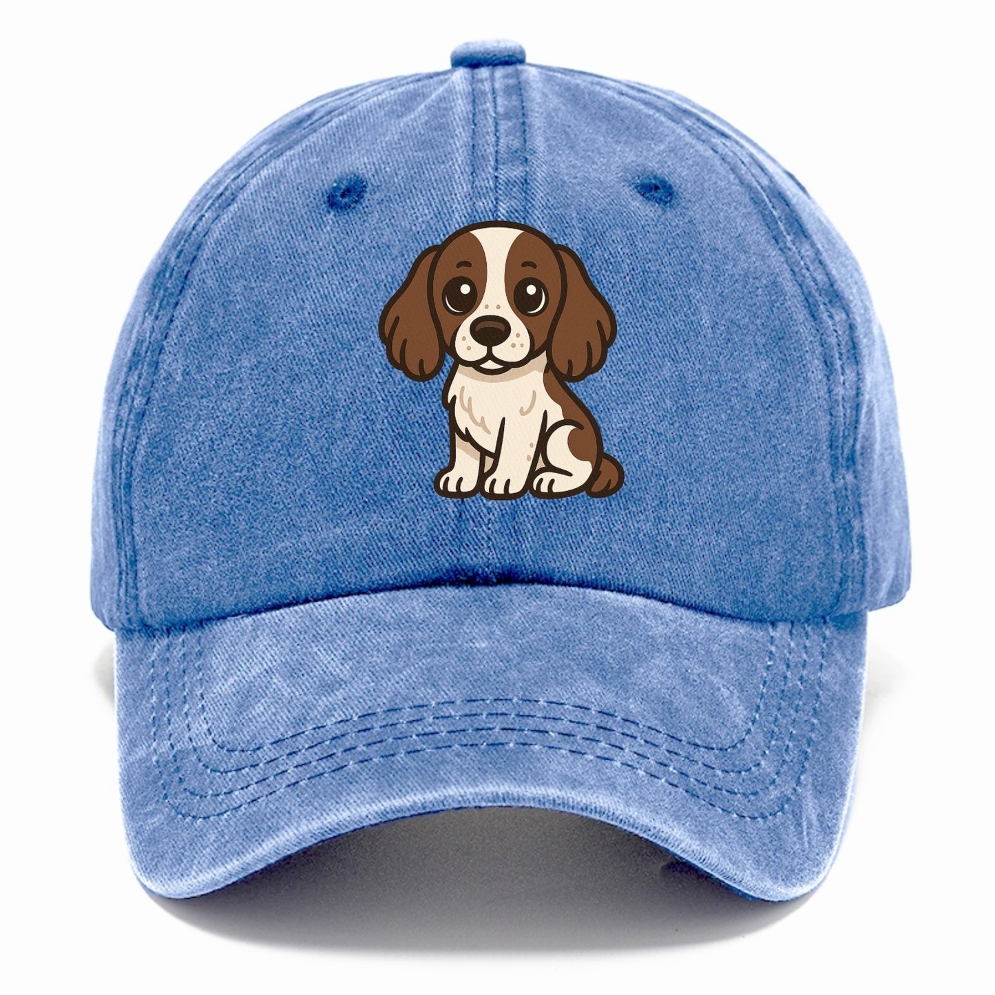 english springer spaniel liver and white sitting pose portrait design Hat