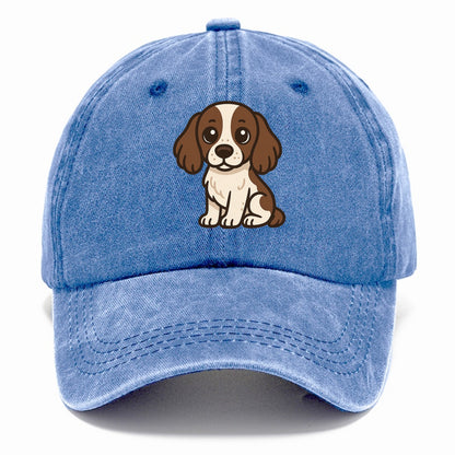 english springer spaniel liver and white sitting pose portrait design Hat