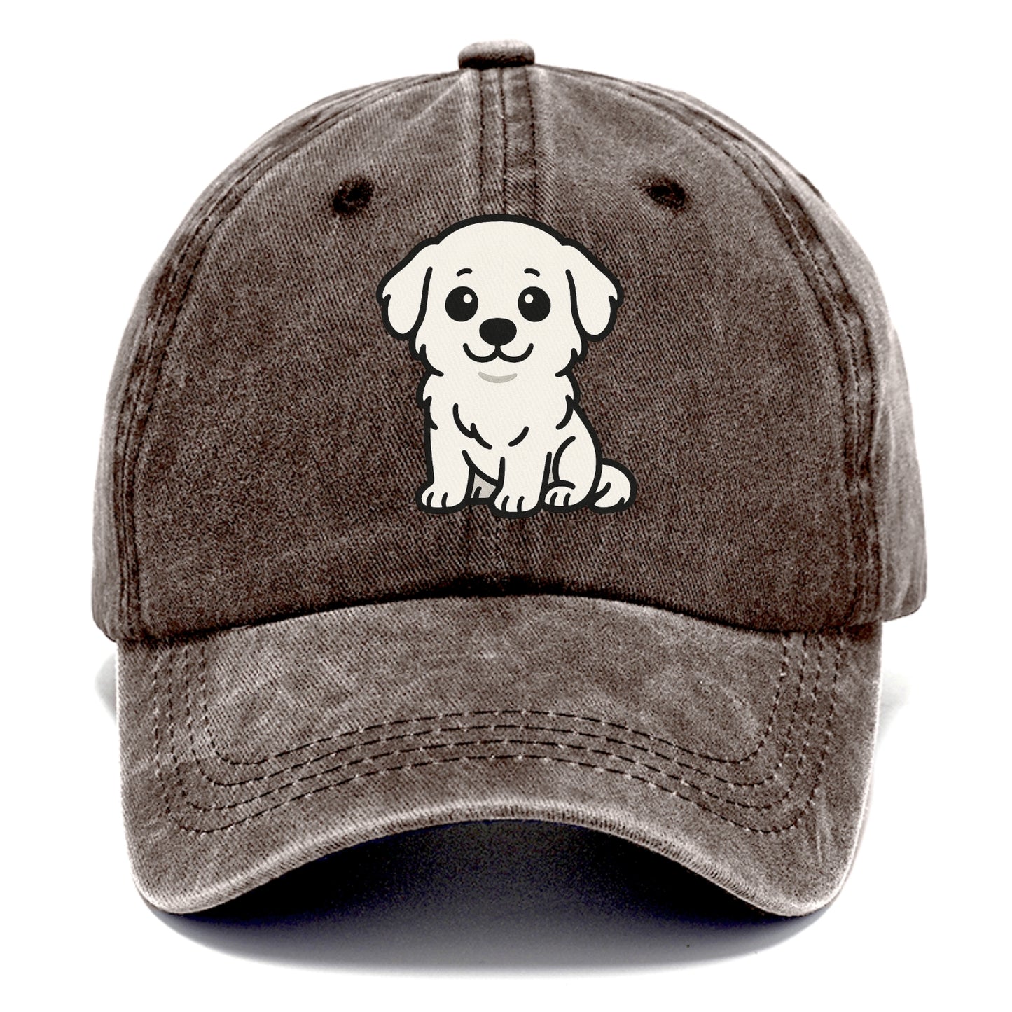 Great Pyrenees White Fluffy Sitting Pose Portrait Design Hat