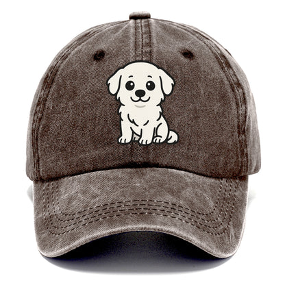 Great Pyrenees White Fluffy Sitting Pose Portrait Design Hat