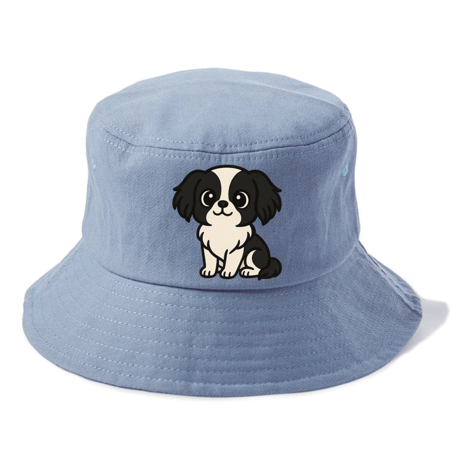 japanese chin black and white sitting pose portrait design Hat