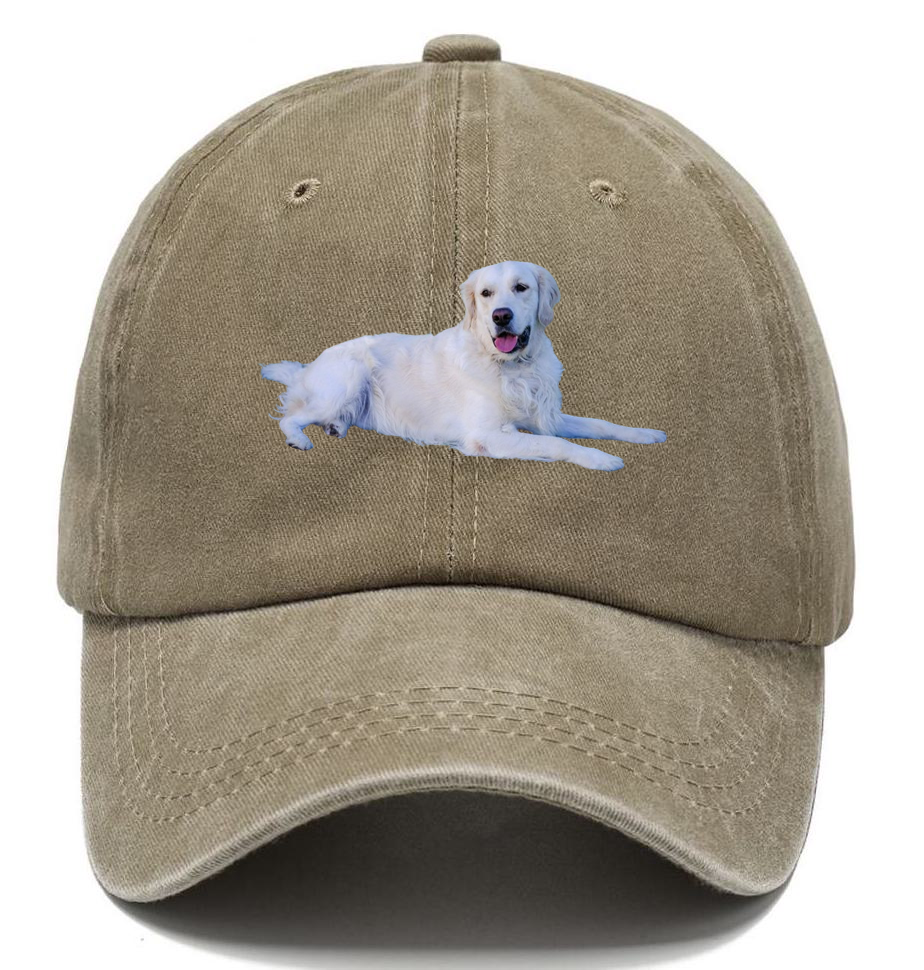 White Golden Retriever Laying Down Classic Cap Pandaize
