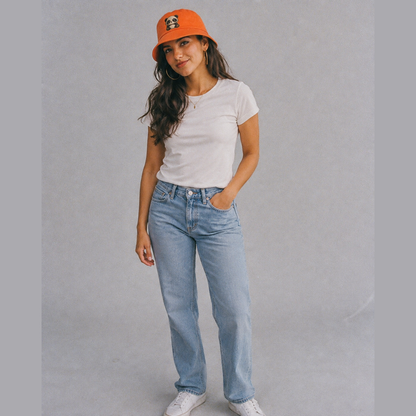 Baby Giant Panda Cub Cotton Bucket Hat – worn by a model