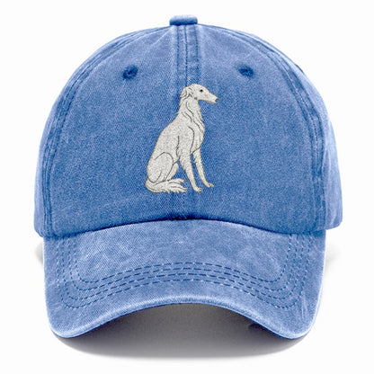 Borzoi White Sitting Pose Hat