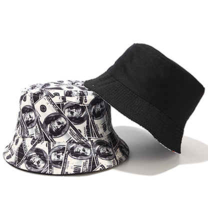 Creative Dollar Graffiti Bucket Hat - Foldable Reversible Sun Hat, Outdoor Casual UV Protection