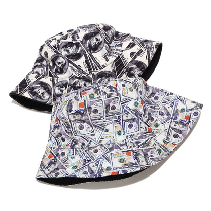 Creative Dollar Graffiti Bucket Hat - Foldable Reversible Sun Hat, Outdoor Casual UV Protection