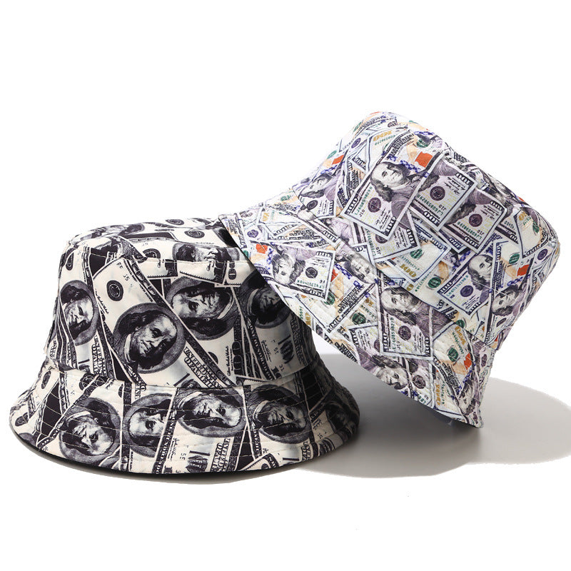 Creative Dollar Graffiti Bucket Hat - Foldable Reversible Sun Hat, Outdoor Casual UV Protection
