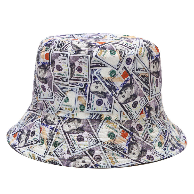 Creative Dollar Graffiti Bucket Hat - Foldable Reversible Sun Hat, Outdoor Casual UV Protection