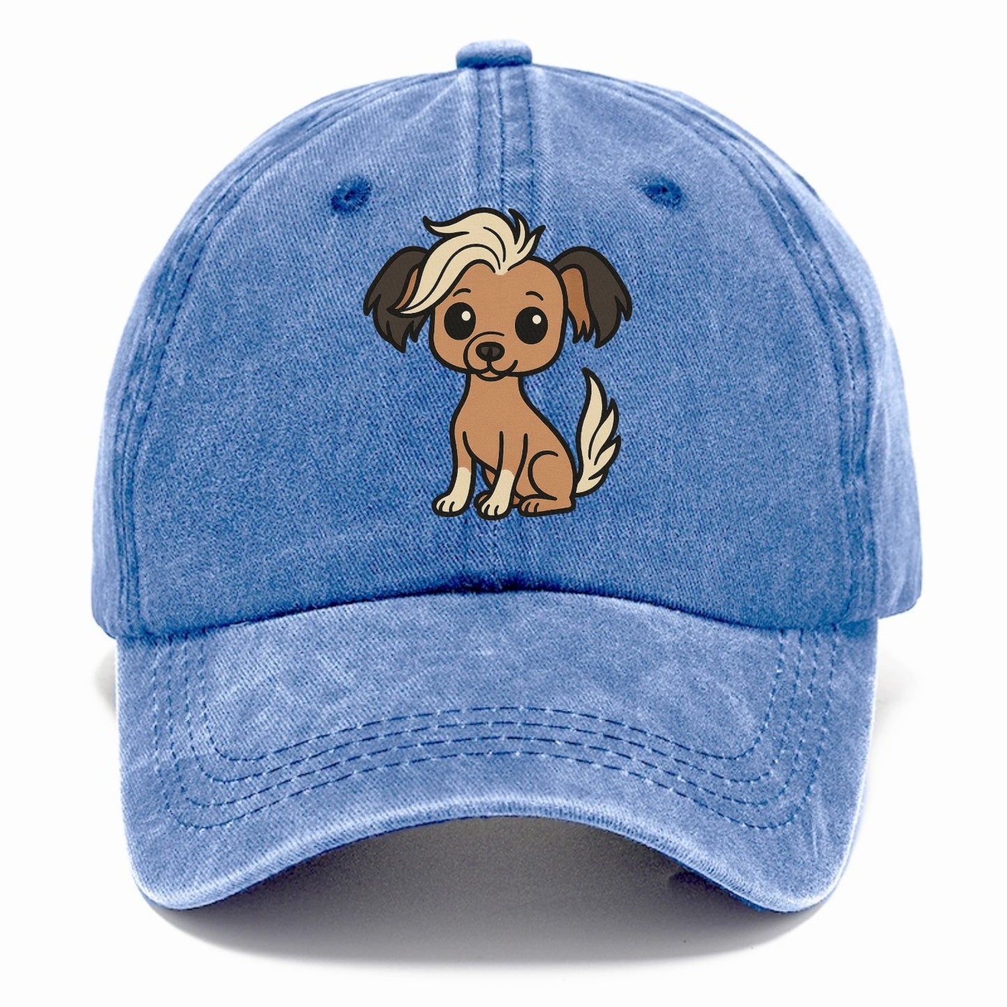 chinese crested hairless with hair tuft sitting pose portrait design Hat