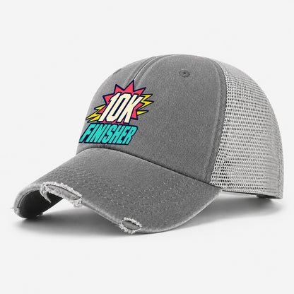 10K Finisher 90S Running Clubs Washed Trucker Hat – Grey
