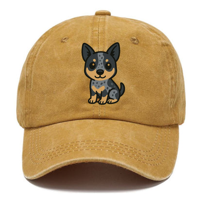 australian cattle dog blue heeler sitting pose portrait design Hat