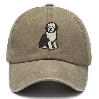 Old English Sheepdog Black And White Pose Hat