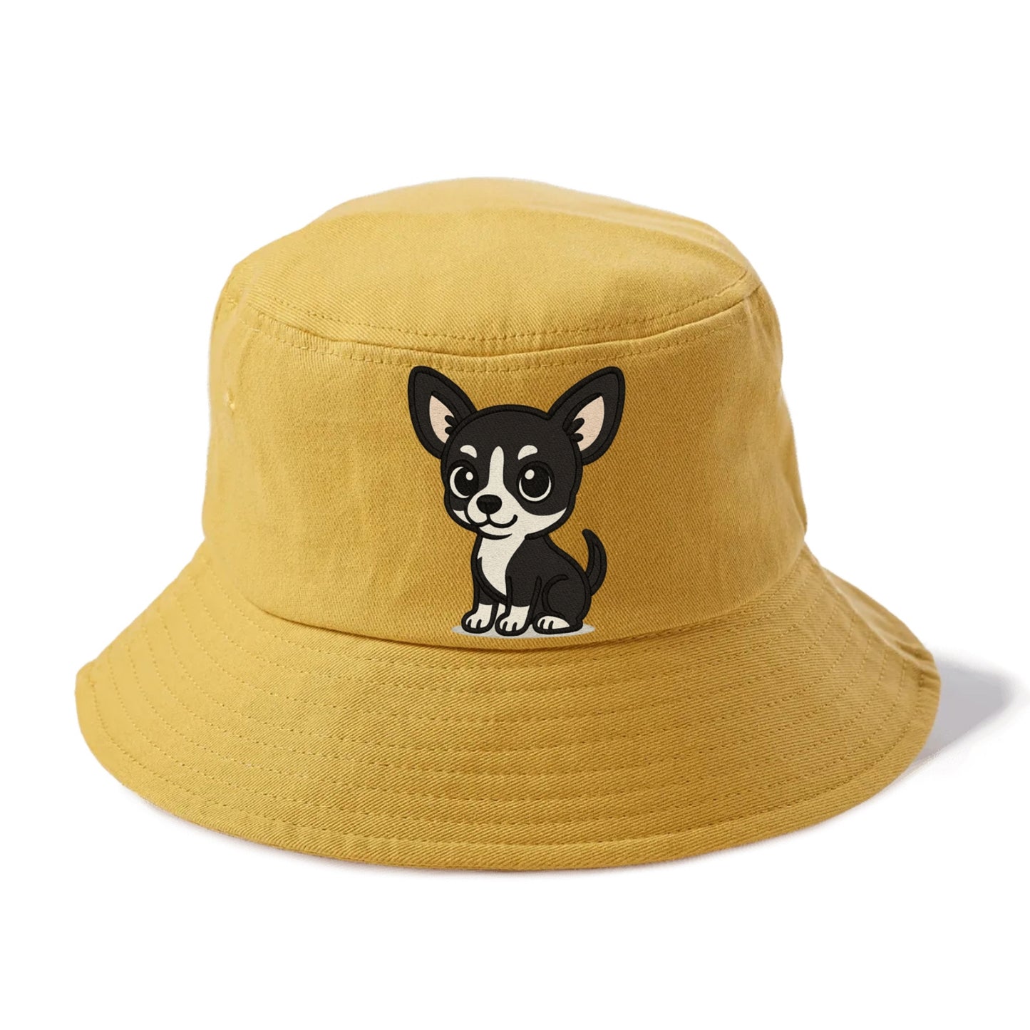 chihuahua black and white sitting pose portrait design Hat