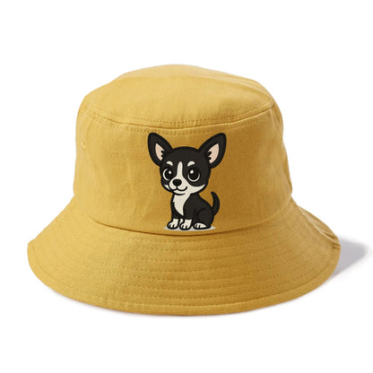chihuahua black and white sitting pose portrait design Hat