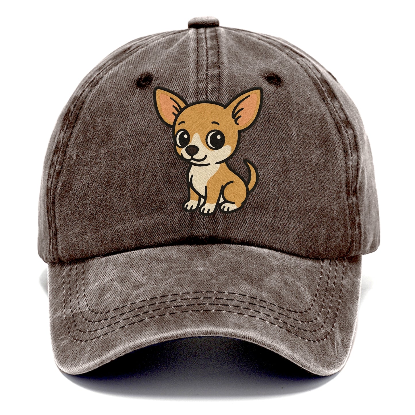 chihuahua tan and white sitting pose portrait design Hat