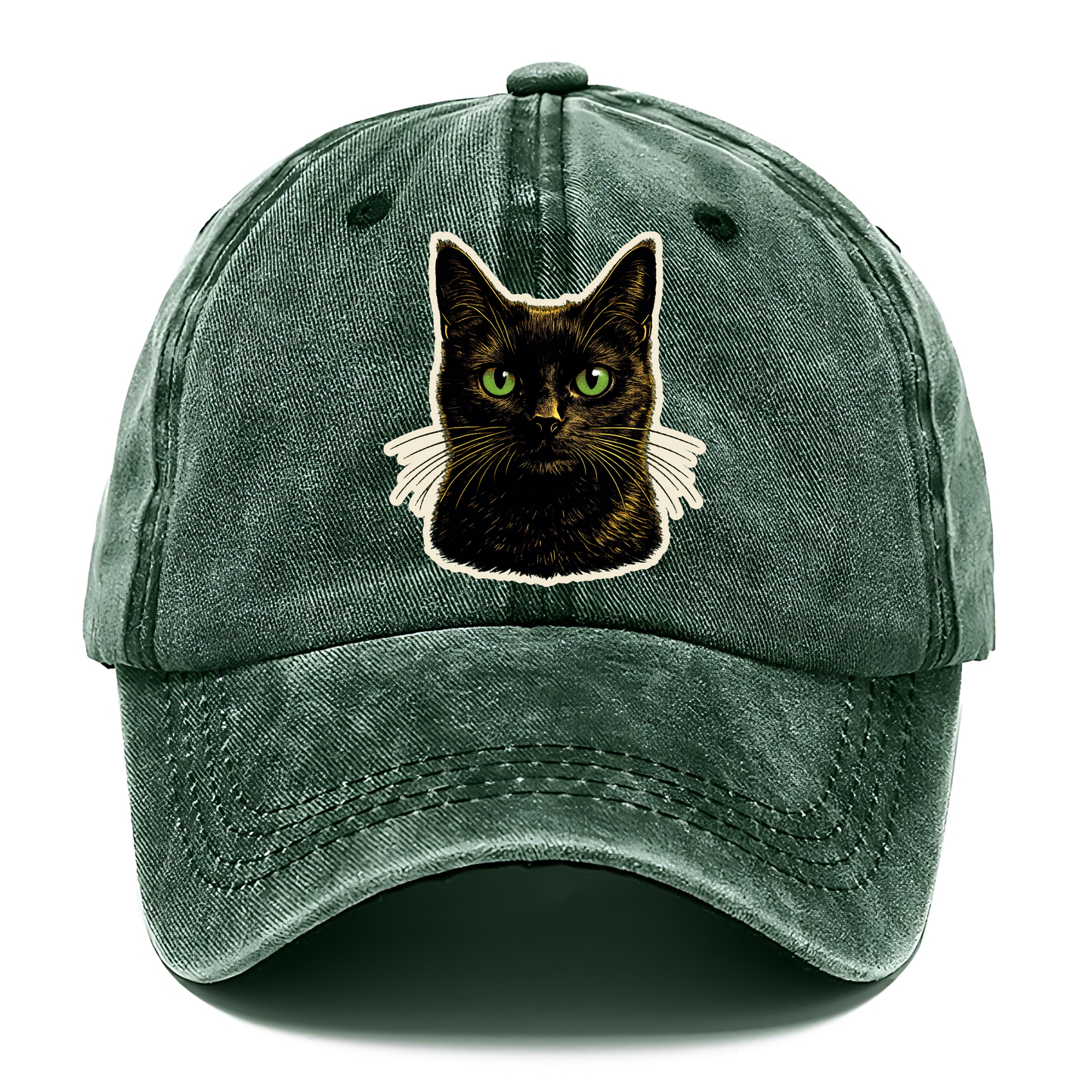 Green Eyed Black Cat Classic Cap