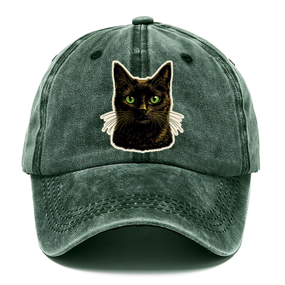 Green Eyed Black Cat Classic Cap