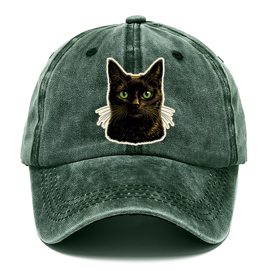 Green Eyed Black Cat Classic Cap