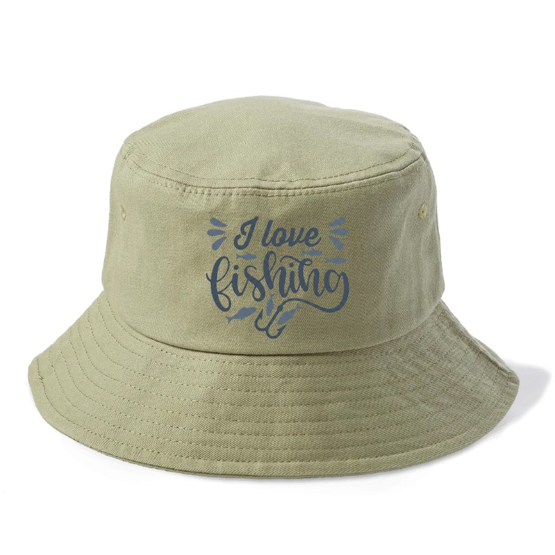 I Love Fishing Solid Color Bucket Hat