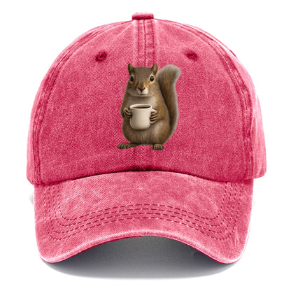 squirrel holding coffee cup art Hat
