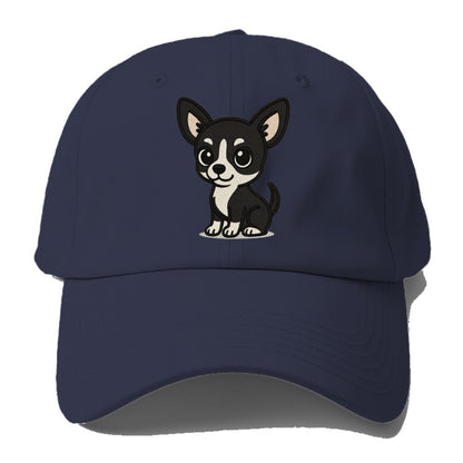 chihuahua black and white sitting pose portrait design Hat