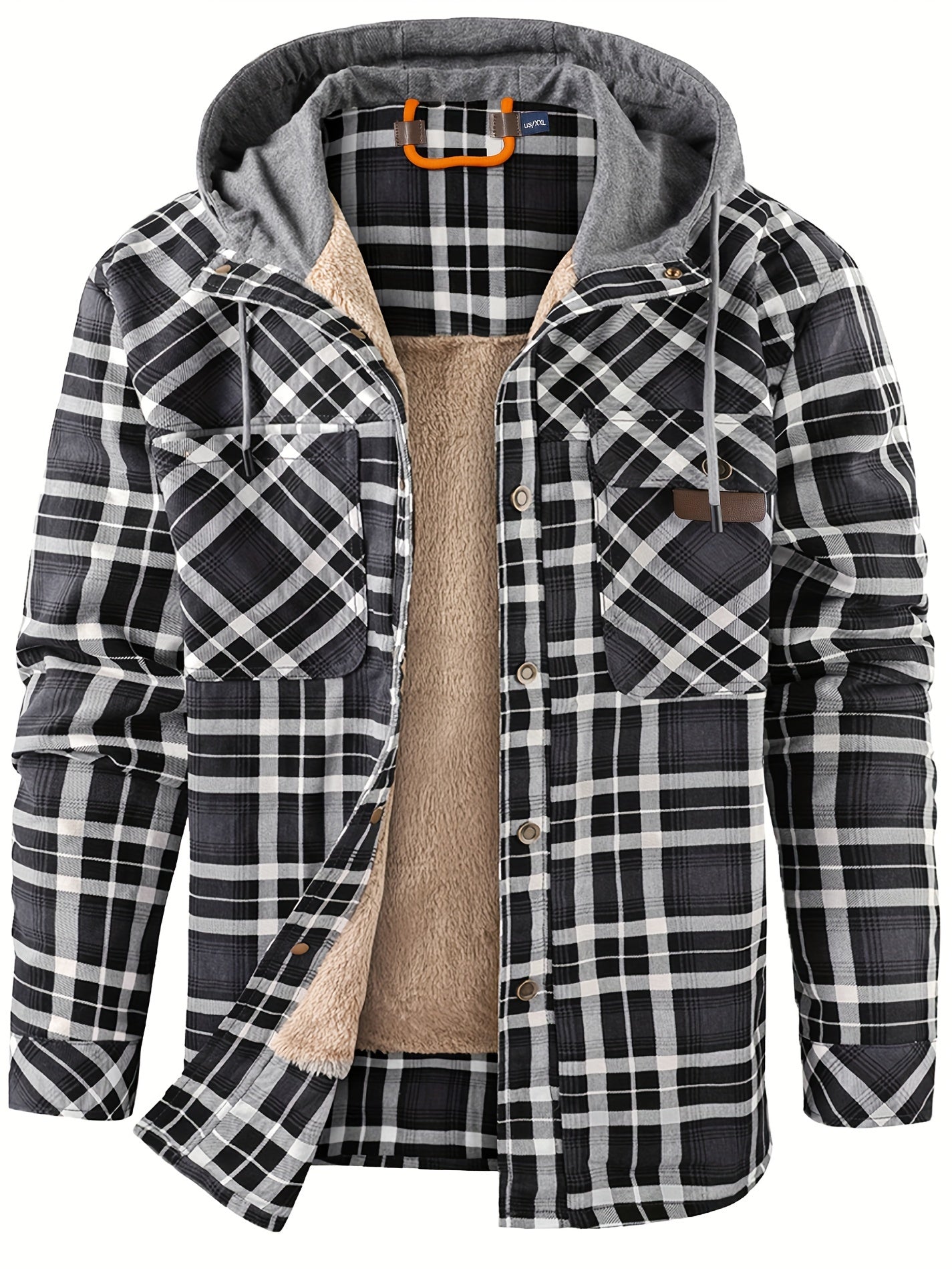 Plaid sherpa top hooded coat