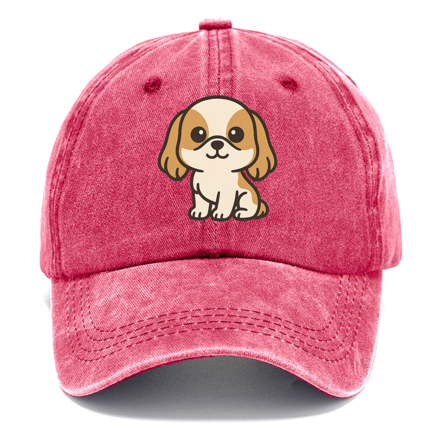 shih tzu white and gold sitting pose with long ears portrait design Hat