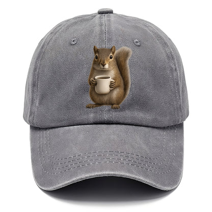 squirrel holding coffee cup art Hat