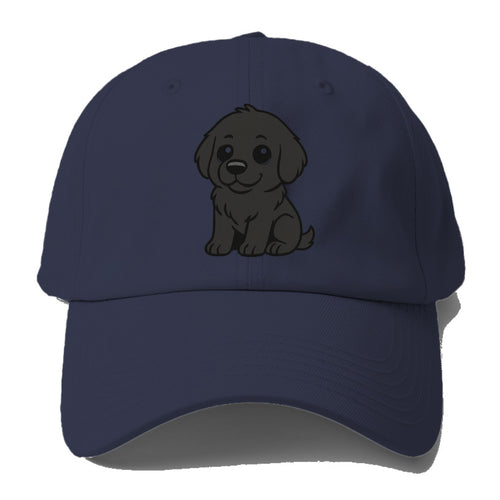 Newfoundland Black Sitting Pose With Gentle Giant Expression Portrait Design Baseball Cap