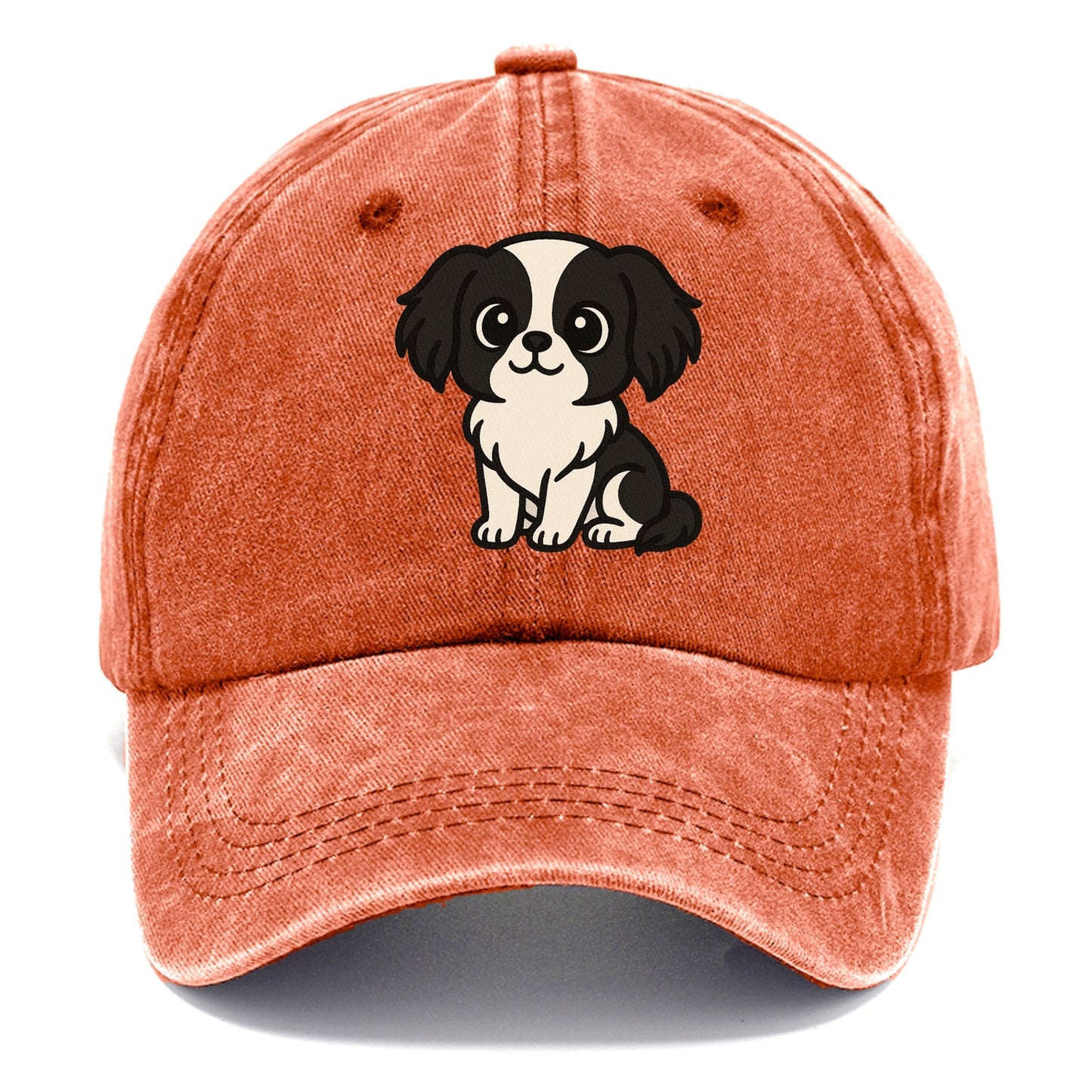 japanese chin black and white sitting pose portrait design Hat