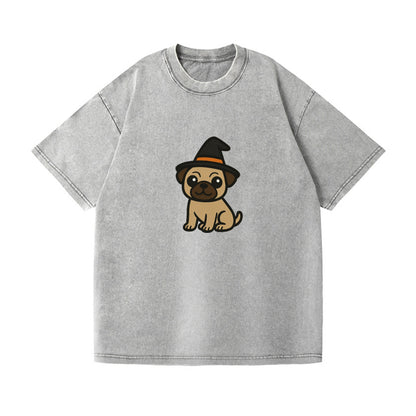 pug wearing witch hat halloween theme portrait design Hat