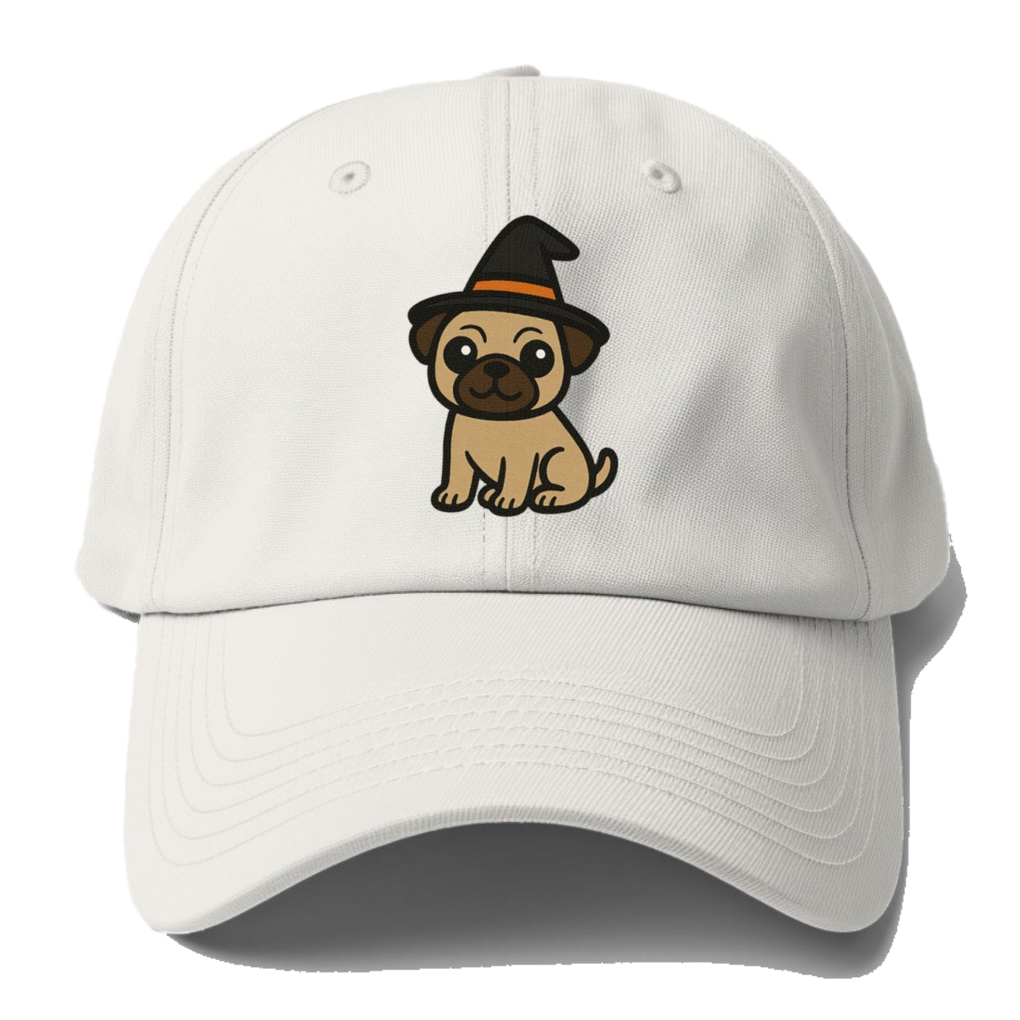 pug wearing witch hat halloween theme portrait design Hat