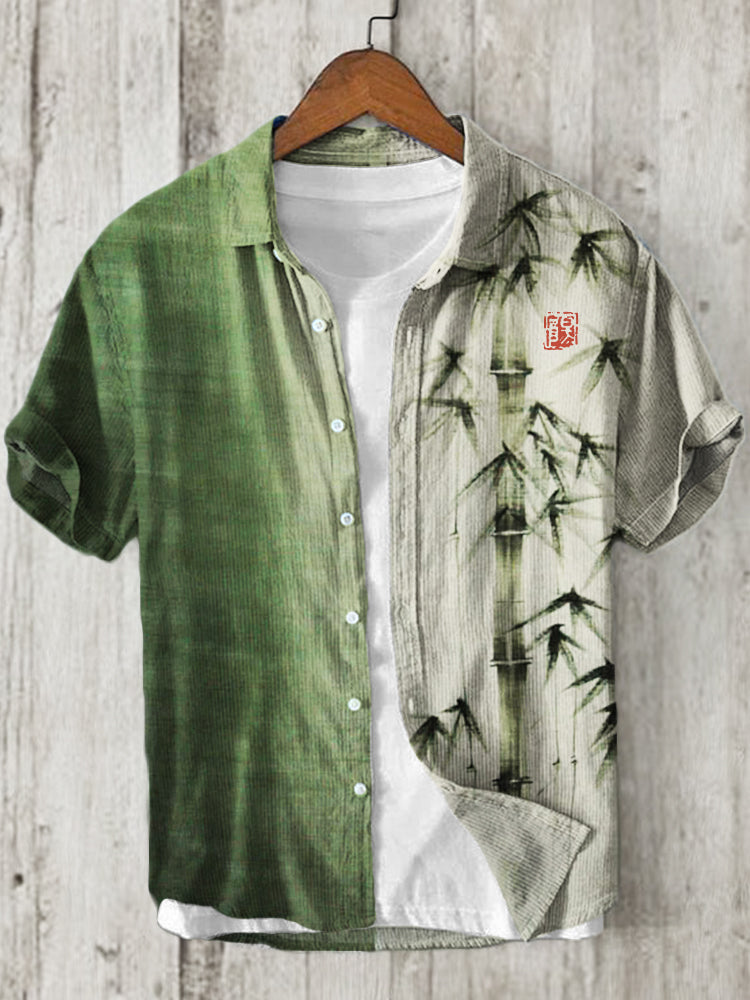 Bamboo Japanese Art Linen Blend Shirt