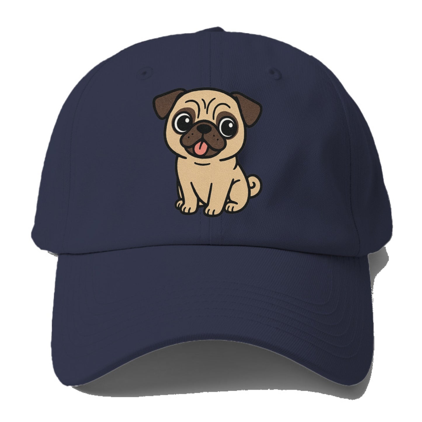 pug tilted head with tongue out portrait design Hat