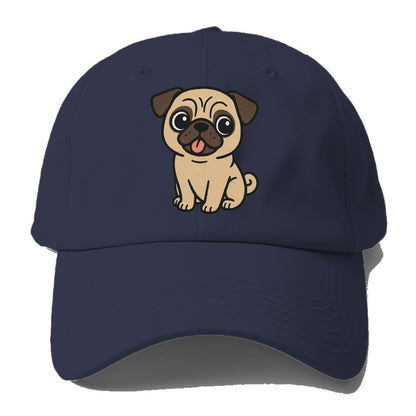 pug tilted head with tongue out portrait design Hat