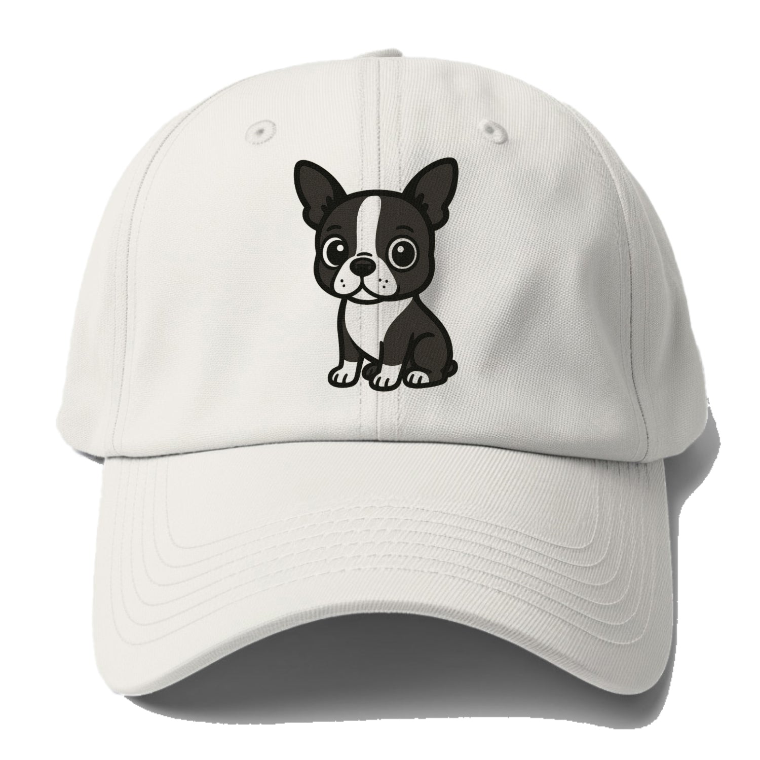boston terrier black and white sitting pose with tuxedo markings portrait design Hat
