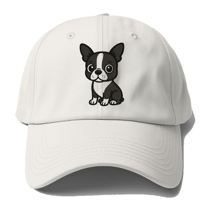 boston terrier black and white sitting pose with tuxedo markings portrait design Hat