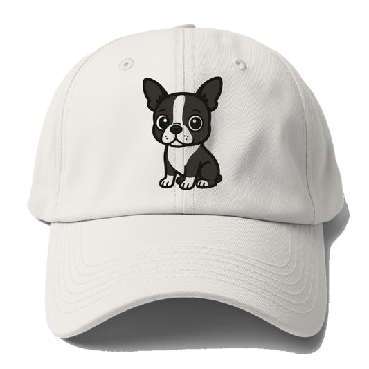 boston terrier black and white sitting pose with tuxedo markings portrait design Hat