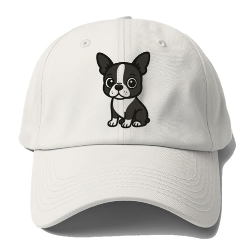 Boston Terrier Black And White Sitting Pose With Tuxedo Markings Portrait Design Baseball Cap For Big Heads