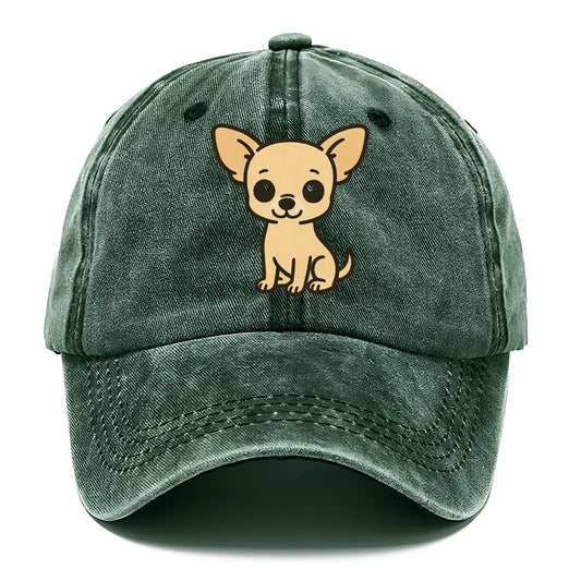 chihuahua cream colored sitting pose portrait design Hat