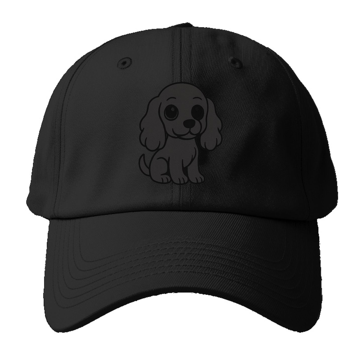cocker spaniel black sitting pose with long ears portrait design Hat